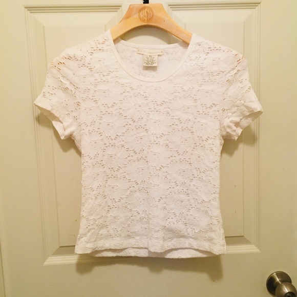 CC Couture White Eyelet Lace Shirt S Petite Small - Picture 5 of 14
